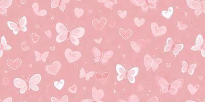 The primary subject of the image is a pink background with a pattern of hearts. The hearts are scattered across the background, creating a visually appealing and heartwarming scene. The setting appears to be a pink and white room, which adds to the overall mood of the image. The visual style of the image is a combination of digital art and illustration, as the hearts are drawn and placed on the pink background. The colors and mood of the image are predominantly pink and white, creating a warm