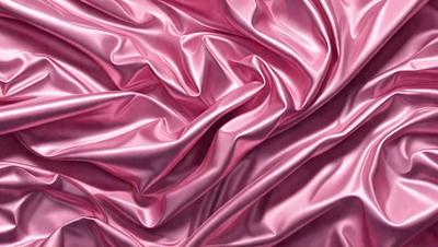 The primary subject of the image is a close-up of a pink fabric, which appears to be a piece of silk. The setting is a pink background, which complements the color of the fabric. The visual style is a close-up, focusing on the details of the fabric. The colors and mood of the image are predominantly pink, creating a warm and inviting atmosphere.