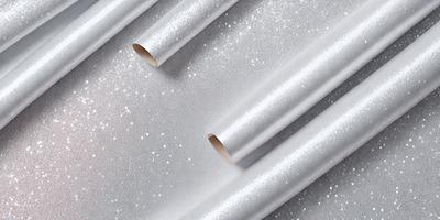 The primary subject of the image is a long, shiny, metallic tube. The setting is a silver background, which creates a contrast with the tube. The visual style is a close-up of the tube, showcasing its texture and reflective surface. The colors and mood of the image are predominantly silver, giving it a sleek and modern appearance.