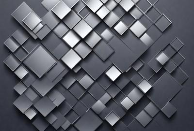The primary subject of the image is a large, intricate metal wall design. The setting is a gray, metallic wall, which serves as the background. The visual style is a combination of digital art and illustration, creating a unique and eye-catching pattern. The dominant colors are gray and silver, giving the wall a sleek and modern appearance. The overall atmosphere is sophisticated and contemporary.