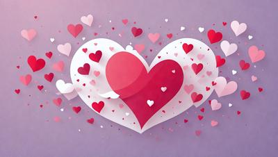 The primary subject of the image is a heart-shaped paper cutout. The heart is red and features a white background. The setting is a purple background, which adds a contrasting color to the heart. The visual style is a paper cutout, giving the image a unique and artistic appearance. The colors and mood of the image are predominantly warm and inviting, with the red heart symbolizing love and affection.