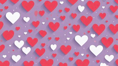 The primary subject of the image is a pattern of hearts, which are arranged in a visually appealing manner. The hearts are displayed on a purple background, creating a vibrant and lively atmosphere. The visual style of the image is a combination of digital art and illustration, as the hearts are depicted in a detailed and artistic manner. The dominant colors in the image are red and purple, which evoke feelings of love and passion.