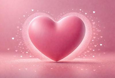 The primary subject of the image is a large, pink heart. The heart is the main focus of the image, and it is set against a pink background. The visual style of the image is digital art, as it appears to be a digital illustration or drawing. The colors and mood of the image are predominantly pink, creating a warm and romantic atmosphere.