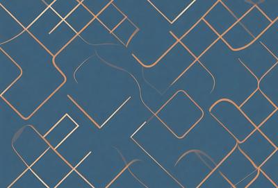 The primary subject of the image is a blue background with a pattern of interconnected lines. The setting appears to be a blue wall or a blue surface. The visual style of the image is a combination of digital art and illustration, creating a unique and intricate design. The dominant colors in the image are blue and gold, giving the overall atmosphere a sense of elegance and sophistication.