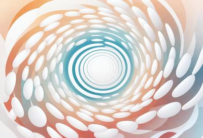 The primary subject of the image is a spiral pattern, which is a visual style. The spiral pattern is set against a blue background, creating a vibrant and colorful scene. The spiral pattern is composed of white circles, which are arranged in a circular motion, giving the impression of a tunnel or a swirl. The overall atmosphere of the image is dynamic and engaging, with the spiral pattern serving as the main object of focus.