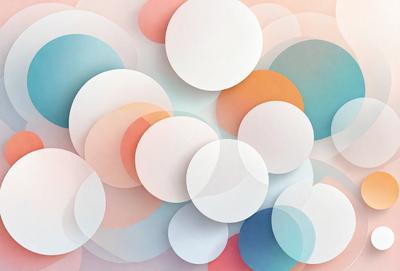 The primary subject of the image is a collection of white and colored circles arranged in a visually appealing manner. The setting is a white background, which provides a clean and minimalist look. The visual style is a combination of digital art and illustration, creating a unique and artistic representation of the circles. The colors and mood of the image are predominantly white and pastel, giving it a calm and soothing atmosphere.