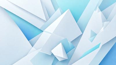 The primary subject of the image is a white triangle, which is the main object, scene, or focus of the image. The setting/background features a blue surface, which adds a contrasting color to the scene. The visual style of the image is digital art, as it is a computer-generated design. The colors and mood of the image are predominantly white and blue, creating a clean and calm atmosphere.