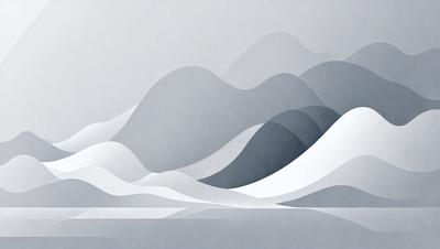 The primary subject of the image is a mountainous landscape. The setting is a gray and white mountain range, with a few peaks visible. The visual style is a combination of digital art and illustration, creating a unique and artistic representation of the mountain range. The colors and mood of the image are predominantly gray and white, giving it a calm and serene atmosphere.