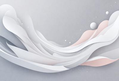 The primary subject of the image is a white and pink abstract artwork. The setting is a gray background, which contrasts with the artwork. The visual style is a combination of digital art and illustration, creating a unique and eye-catching design. The dominant colors are white and pink, giving the artwork a soft and feminine appearance.