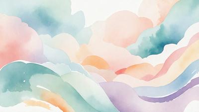 The primary subject of the image is a colorful, cloudy sky. The setting is a mountainous landscape, with a hillside visible in the background. The visual style is a combination of digital art and illustration, creating a vibrant and dynamic scene. The dominant colors in the image are shades of purple, pink, and orange, giving the scene a warm and inviting atmosphere.