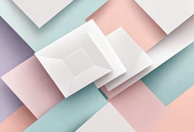 The primary subject of the image is a white square, which is the main object, scene, or focus of the image. The setting/background consists of a colorful, patterned surface, which adds a vibrant and lively atmosphere to the scene. The visual style of the image is a combination of photo and digital art, creating a unique and eye-catching presentation. The colors and mood of the image are predominantly pink, blue, and white, giving it a cheerful and uplifting vibe.