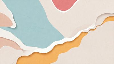 The primary subject of the image is a colorful, abstract design featuring a mix of blue, orange, and yellow colors. The setting is a white surface, which provides a clean and minimalist backdrop for the artwork. The visual style appears to be a combination of digital art and illustration, creating a unique and eye-catching pattern. The overall atmosphere is vibrant and lively, with the colors and patterns evoking a sense of energy and creativity.