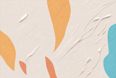 The primary subject of the image is a painting of a leaf on a white background. The leaf is depicted in orange and yellow colors, giving it a vibrant and lively appearance. The setting is a white wall, which serves as the background for the painting. The visual style of the image is a painting, showcasing the artist's skill in capturing the leaf's intricate details. The colors and mood of the painting are warm and inviting, creating a sense of life and energy.