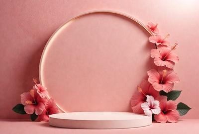 The primary subject of the image is a pink wall with a mirror on it. The setting is a room with a pink background. The visual style is a photo, and the colors and mood are predominantly pink, creating a warm and inviting atmosphere.