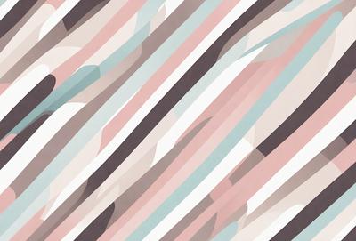 The primary subject of the image is a colorful, patterned wallpaper with a striped design. The setting is a room with a colorful wallpaper, which creates a vibrant and lively atmosphere. The visual style is a combination of digital art and illustration, as the wallpaper appears to be a digital artwork or illustration. The dominant colors in the image are pink, blue, and white, which contribute to the overall cheerful and lively mood of the scene.
