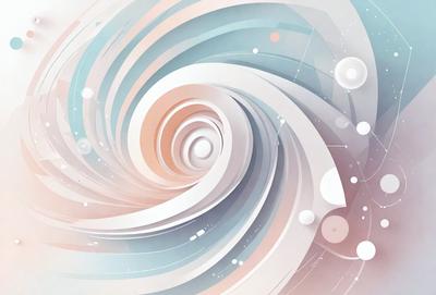 The primary subject of the image is a spiral or swirl, which is the main object, scene, or focus of the image. The setting or background features a white and blue color scheme, giving the image a clean and modern appearance. The visual style is a combination of digital art and illustration, creating a unique and eye-catching design. The colors and mood of the image are predominantly white and blue, with a touch of orange, giving it a calm and soothing atmosphere.