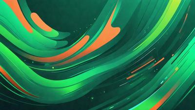 The primary subject of the image is a green and orange swirl, which appears to be a digital art or illustration. The setting is a dark background, and the visual style is a combination of digital art and illustration. The dominant colors are green and orange, creating a vibrant and lively atmosphere.