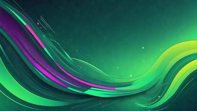 The primary subject of the image is a green and purple background with a swirling pattern. The setting is a digital artwork, and the visual style is a combination of digital art and illustration. The colors and mood of the image are vibrant and lively, with the green and purple hues creating a sense of energy and movement.
