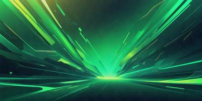 The primary subject of the image is a green and yellow tunnel, which appears to be a futuristic tunnel. The setting is a dark background, which contrasts with the bright colors of the tunnel. The visual style is a digital art or illustration, creating a vibrant and dynamic scene. The dominant colors are green and yellow, giving the image a lively and energetic atmosphere.