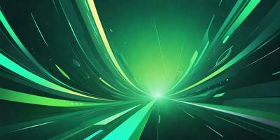 The primary subject of the image is a bright green tunnel, which appears to be a futuristic tunnel. The setting is a dark background, which contrasts with the bright green tunnel. The visual style is a digital art or illustration, creating a vibrant and futuristic atmosphere. The dominant colors are green and black, with the green tunnel being the main focus of the image.