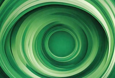 The primary subject of the image is a green circle, which appears to be a part of a larger green design. The setting is a green background, and the visual style is a combination of a photo and digital art. The colors and mood of the image are predominantly green, creating a calm and soothing atmosphere.