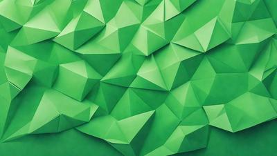 The primary subject of the image is a green background with a pattern of green triangles. The setting is a close-up of the green triangles, which are the main objects in the scene. The visual style is a combination of digital art and illustration, creating a unique and eye-catching design. The colors and mood of the image are predominantly green, giving it a fresh and lively atmosphere.