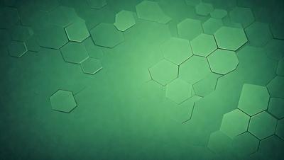 The primary subject of the image is a green background with a pattern of hexagons. The setting is a wall or a surface, and the visual style appears to be a digital art or illustration. The dominant colors are green and white, creating a calm and soothing atmosphere.