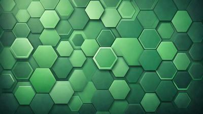 The primary subject of the image is a green hexagonal pattern. The setting is a green background, which creates a visually appealing contrast with the hexagons. The visual style is a close-up of the hexagonal pattern, showcasing the intricate details of the design. The colors and mood of the image are predominantly green, giving it a calm and soothing atmosphere.