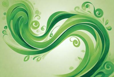 The primary subject of the image is a green leafy design, which appears to be a digital art or illustration. The setting is a green background, and the visual style is a combination of a pattern and a texture. The dominant colors are green and white, creating a calm and natural atmosphere.