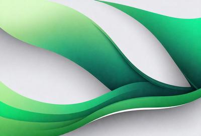 The primary subject of the image is a green and white abstract design. The setting is a white background, and the visual style appears to be a digital art or illustration. The dominant colors are green and white, creating a calm and soothing atmosphere.