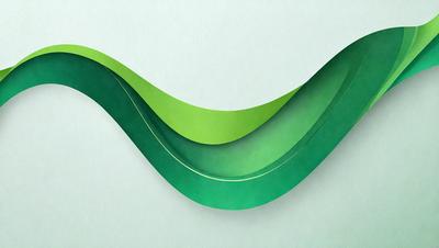 The primary subject of the image is a green, curved, and wavy design. The setting is a white background, which provides a clean and minimalist appearance. The visual style is a combination of digital art and illustration, creating a unique and eye-catching design. The colors and mood are predominantly green, giving the image a fresh and lively feel.