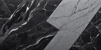 The primary subject of the image is a black and white marble tile. The setting is a bathroom, with the marble tile covering the floor. The visual style is a photo, showcasing the intricate patterns and textures of the marble tile. The colors and mood of the image are predominantly black and white, giving it a classic and elegant appearance.