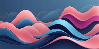 The primary subject of the image is a large, colorful wave. The wave is depicted in a variety of colors, including blue, pink, and purple. The setting is a blue background, which adds to the overall mood of the image. The visual style of the image is a combination of digital art and illustration, creating a dynamic and vibrant scene. The colors and mood of the image evoke a sense of energy and movement, as the wave appears to be crashing or breaking.