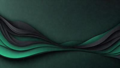 The primary subject of the image is a green and black wave pattern. The setting is a dark green background, which creates a contrasting effect with the wave pattern. The visual style appears to be a digital art or illustration, as the wave pattern is intricately detailed and the colors are vibrant. The overall atmosphere of the image is dynamic and visually appealing.