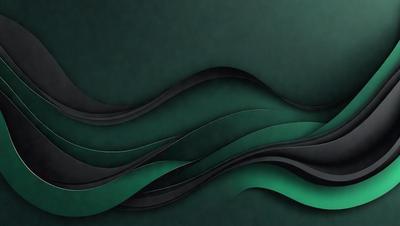 The primary subject of the image is a large, curved, and flowing design that resembles a wave. The setting is a dark background, which contrasts with the vibrant green color of the wave. The visual style is a combination of digital art and illustration, creating a dynamic and eye-catching piece. The colors and mood convey a sense of movement and energy, with the green wave standing out against the dark background.