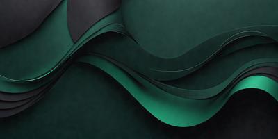 The primary subject of the image is a green, curved, and wavy surface. The setting is a dark background, which contrasts with the green surface. The visual style is a digital art or illustration, as the surface appears to be a digital representation of a wave. The colors and mood of the image are predominantly green, creating a sense of calmness and tranquility.
