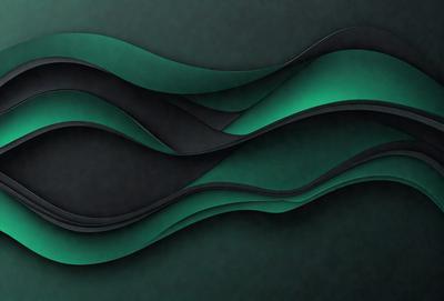 The primary subject of the image is a green and black wave-like design. The setting is a dark background, which contrasts with the vibrant colors of the wave. The visual style appears to be a combination of digital art and illustration, creating a unique and eye-catching pattern. The dominant colors are green and black, giving the design a modern and sophisticated appearance.