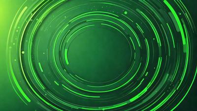 The primary subject of the image is a green circle with a pattern of green and white lines. The setting is a green background, which creates a vibrant and lively atmosphere. The visual style is a combination of digital art and illustration, giving the image a unique and eye-catching appearance. The colors and mood convey a sense of energy and movement, as the green circle seems to be spinning or rotating.