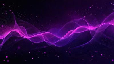 The primary subject of the image is a purple wave or sound wave, which is the main focus of the image. The setting is a dark background, which contrasts with the purple wave. The visual style is a digital art or illustration, as the wave appears to be a digital creation. The colors and mood of the image are predominantly purple, creating a sense of calmness and tranquility.