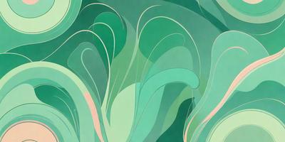 The primary subject of the image is a green plant with long, curly leaves. The plant is situated in a green, leafy environment, which adds to the overall atmosphere of the scene. The visual style of the image is a combination of a photo and digital art, creating a unique and vibrant appearance. The dominant colors in the image are green and pink, which contribute to a lively and natural mood.