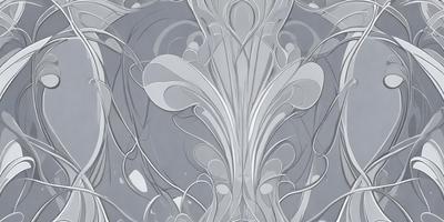 The primary subject of the image is a large, intricate, and ornate design, possibly a sculpture or a piece of art. The setting is a gray background, which contrasts with the design, making it stand out. The visual style appears to be a combination of digital art and illustration, as the design is detailed and complex. The colors and mood of the image are predominantly gray, which adds to the overall atmosphere of the piece.