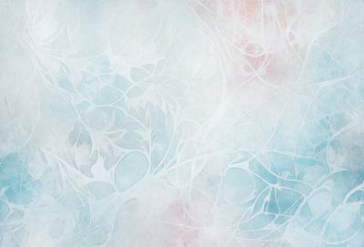 The primary subject of the image is a white and blue patterned wallpaper. The setting is a white and blue wall, which serves as the background. The visual style is a combination of digital art and illustration, creating a unique and artistic appearance. The dominant colors in the image are white and blue, giving it a clean and calming atmosphere.