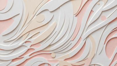 The primary subject of the image is a collage of paper cutouts, featuring a variety of shapes and designs. The setting is a pink background, which adds a warm and inviting atmosphere to the scene. The visual style is a combination of digital art and illustration, as the paper cutouts are carefully arranged to create a cohesive and visually appealing composition. The colors and mood of the image are predominantly pink, which gives it a soft and delicate appearance.