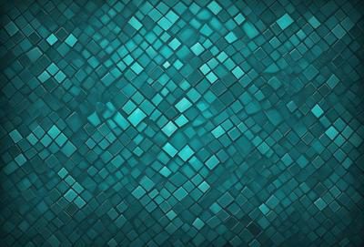 The primary subject of the image is a blue and green patterned tile. The setting is a blue and green patterned tile wall. The visual style is a patterned tile, and the colors and mood are predominantly blue and green.