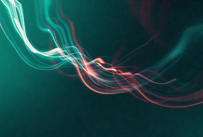 The primary subject of the image is a colorful, swirling pattern that resembles a neon light. The setting is a dark background, which contrasts with the vibrant colors of the swirling pattern. The visual style appears to be a combination of digital art and illustration, creating a dynamic and eye-catching effect. The dominant colors are red, green, and blue, which contribute to the overall mood of the image, evoking a sense of energy and movement.