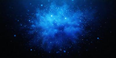 The primary subject of the image is a blue, star-filled sky. The setting is a dark, starry night with a few bright stars visible. The visual style is a digital art or illustration, creating a sense of depth and beauty in the image. The colors and mood are predominantly blue, with a few white stars adding contrast and a sense of wonder to the scene.