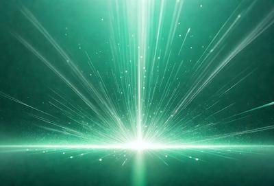 The primary subject of the image is a bright green light, which appears to be a light source or a light bulb. The light is shining brightly, creating a luminous and vibrant atmosphere. The setting is a dark background, which contrasts with the bright green light, making it stand out even more. The visual style of the image is a close-up of the light source, emphasizing its brightness and intensity. The colors and mood of the image are predominantly green, with a hint of white