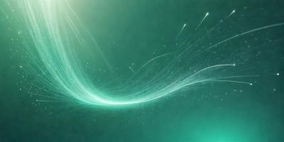 The primary subject of the image is a green and white light effect, which appears to be a digital art or illustration. The setting is a dark background, and the visual style is a combination of digital art and light effects. The colors and mood of the image are predominantly green and white, creating a sense of movement and energy.