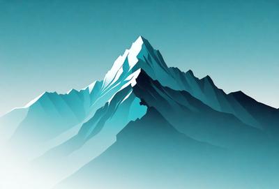 The primary subject of the image is a large, snow-covered mountain. The mountain is depicted in a blue and white color scheme, giving it a majestic and serene appearance. The setting is a vast, open sky, which provides a sense of scale and depth to the scene. The visual style of the image is a combination of digital art and illustration, creating a realistic and detailed representation of the mountain. The overall atmosphere of the image is one of awe and admiration for the beauty of nature.