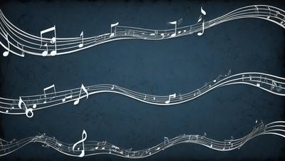 The primary subject of the image is a musical score, featuring a series of notes arranged in a pattern. The setting is a blue background, which adds a sense of depth and contrast to the image. The visual style is a combination of digital art and illustration, creating a unique and artistic representation of the musical score. The colors and mood of the image are predominantly blue, which evokes a sense of calmness and tranquility.
